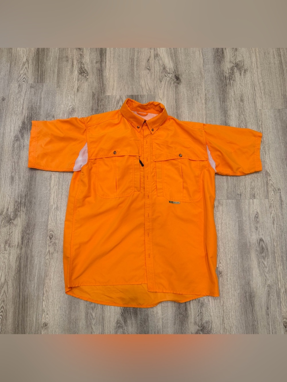 Drake Bright Orange Performance Fishing Hunting Shirt Button Up